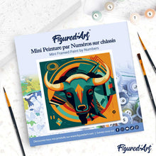 Afbeelding in Gallery-weergave laden, Mini Schilderen op Nummer met Frame - Stier Art - Deco-geïnspireerde Abstractie