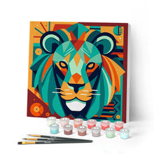 Afbeelding in Gallery-weergave laden, Mini Schilderen op Nummer met Frame - Leeuw Art - Deco-geïnspireerde Abstractie