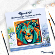 Afbeelding in Gallery-weergave laden, Mini Schilderen op Nummer met Frame - Leeuw Art - Deco-geïnspireerde Abstractie