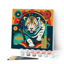 Afbeelding in Gallery-weergave laden, Mini Schilderen op Nummer met Frame - Tijger Art - Deco-geïnspireerde Abstractie