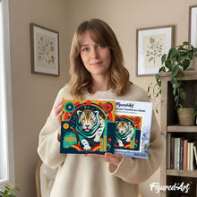 Afbeelding in Gallery-weergave laden, Mini Schilderen op Nummer met Frame - Tijger Art - Deco-geïnspireerde Abstractie