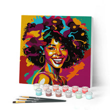 Afbeelding in Gallery-weergave laden, Mini Schilderen op Nummer met Frame - Afro-Amerikaanse Vrouw Pop Art