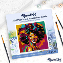 Afbeelding in Gallery-weergave laden, Mini Schilderen op Nummer met Frame - Afro-Amerikaanse Vrouw Pop Art