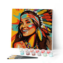 Afbeelding in Gallery-weergave laden, Mini Schilderen op Nummer met Frame - Inheemse Elegante Vrouw Pop Art