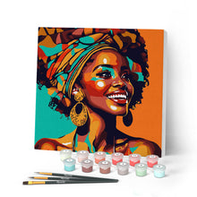 Afbeelding in Gallery-weergave laden, Mini Schilderen op Nummer met Frame - Afrikaanse Koningin Pop Art