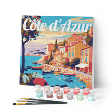 Afbeelding in Gallery-weergave laden, Mini Schilderen op Nummer met Frame - Reisposter Cote d'Azur