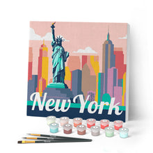 Afbeelding in Gallery-weergave laden, Mini Schilderen op Nummer met Frame - Reisposter New York Statue of Liberty