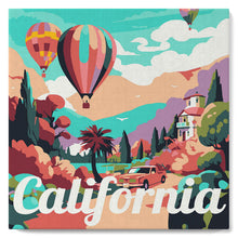 Afbeelding in Gallery-weergave laden, Mini Schilderen op Nummer met Frame - Reisposter California Ballonnen
