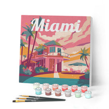 Afbeelding in Gallery-weergave laden, Mini Schilderen op Nummer met Frame - Reisposter Miami