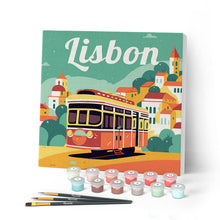Afbeelding in Gallery-weergave laden, Mini Schilderen op Nummer met Frame - Reisposter Lissabon
