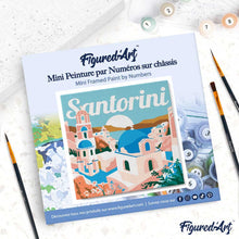 Afbeelding in Gallery-weergave laden, Mini Schilderen op Nummer met Frame - Reisposter Santorini Zonsopgang