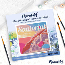 Afbeelding in Gallery-weergave laden, Mini Schilderen op Nummer met Frame - Reisposter Santorini Zonsondergang