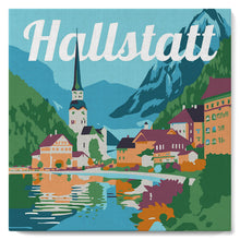 Afbeelding in Gallery-weergave laden, Mini Schilderen op Nummer met Frame - Reisposter Hallstatt