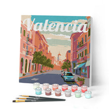 Afbeelding in Gallery-weergave laden, Mini Schilderen op Nummer met Frame - Reisposter Valencia