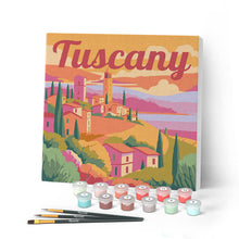 Afbeelding in Gallery-weergave laden, Mini Schilderen op Nummer met Frame - Reisposter Toscane Lente