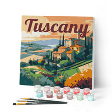 Afbeelding in Gallery-weergave laden, Mini Schilderen op Nummer met Frame - Reisposter Toscane Zomer