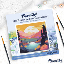 Afbeelding in Gallery-weergave laden, Mini Schilderen op Nummer met Frame - Kleurrijke Zonsondergang bij het Meer