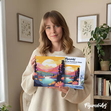 Afbeelding in Gallery-weergave laden, Mini Schilderen op Nummer met Frame - Kleurrijke Zonsondergang bij het Meer