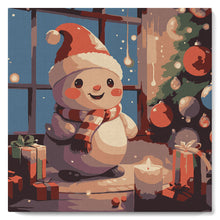 Afbeelding in Gallery-weergave laden, Mini Schilderen op Nummer met Frame - Blije Sneeuwpop in de Kamer