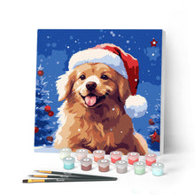Afbeelding in Gallery-weergave laden, Mini Schilderen op Nummer met Frame - Hond in Besneeuwde Kerst
