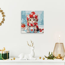Afbeelding in Gallery-weergave laden, Mini Schilderen op Nummer met Frame - Schattige Kat met Rode Sjaal