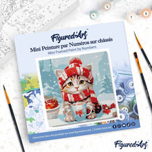 Afbeelding in Gallery-weergave laden, Mini Schilderen op Nummer met Frame - Schattige Kat met Rode Sjaal