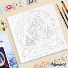 Afbeelding in Gallery-weergave laden, Mini Schilderen op Nummer met Frame - Kerstman in Sneeuwbol