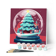 Afbeelding in Gallery-weergave laden, Mini Schilderen op Nummer met Frame - Kerstboom in Sneeuwbol