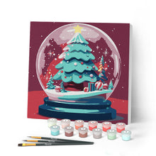 Afbeelding in Gallery-weergave laden, Mini Schilderen op Nummer met Frame - Kerstboom in Sneeuwbol