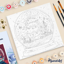 Afbeelding in Gallery-weergave laden, Mini Schilderen op Nummer met Frame - Kerstboom in Sneeuwbol