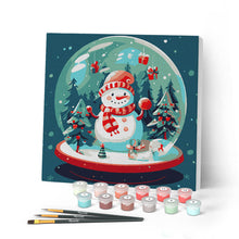 Afbeelding in Gallery-weergave laden, Mini Schilderen op Nummer met Frame - Sneeuwpop in Sneeuwbol
