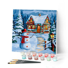 Afbeelding in Gallery-weergave laden, Mini Schilderen op Nummer met Frame - Sneeuwpop en het Huisje