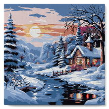 Afbeelding in Gallery-weergave laden, Mini Schilderen op Nummer met Frame - Lieflijk Winterhuisje
