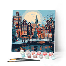 Afbeelding in Gallery-weergave laden, Mini Schilderen op Nummer met Frame - Kerst in Amsterdam