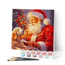 Afbeelding in Gallery-weergave laden, Mini Schilderen op Nummer met Frame - Kerstman en een Hond