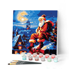 Afbeelding in Gallery-weergave laden, Mini Schilderen op Nummer met Frame - Kerstman en de Nachtelijke Hemel