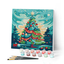 Afbeelding in Gallery-weergave laden, Mini Schilderen op Nummer met Frame - Abstracte Kerstboom