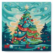 Afbeelding in Gallery-weergave laden, Mini Schilderen op Nummer met Frame - Abstracte Kerstboom