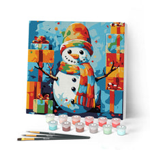 Afbeelding in Gallery-weergave laden, Mini Schilderen op Nummer met Frame - Sneeuwpop en cadeaus