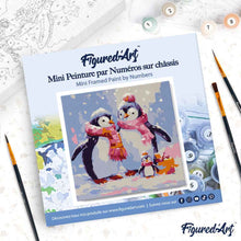 Afbeelding in Gallery-weergave laden, Mini Schilderen op Nummer met Frame - Pinguïnfamilie in de Sneeuw