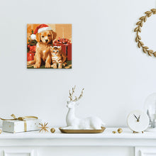 Afbeelding in Gallery-weergave laden, Mini Schilderen op Nummer met Frame - Kerstkat en -hond