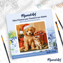 Afbeelding in Gallery-weergave laden, Mini Schilderen op Nummer met Frame - Kerstkat en -hond