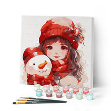 Afbeelding in Gallery-weergave laden, Mini Schilderen op Nummer met Frame - Mooi meisje en sneeuwpop