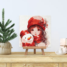 Afbeelding in Gallery-weergave laden, Mini Schilderen op Nummer met Frame - Mooi meisje en sneeuwpop