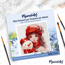 Afbeelding in Gallery-weergave laden, Mini Schilderen op Nummer met Frame - Mooi meisje en sneeuwpop