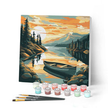 Afbeelding in Gallery-weergave laden, Mini Schilderen op Nummer met Frame - Bergmeer met kano