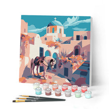 Afbeelding in Gallery-weergave laden, Mini Schilderen op Nummer met Frame - Santorini paardenscène