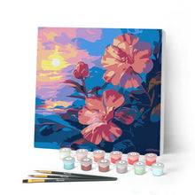 Afbeelding in Gallery-weergave laden, Mini Schilderen op Nummer met Frame - Hibiscus bij zonsondergang