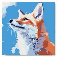 Afbeelding in Gallery-weergave laden, Mini Schilderen op Nummer met Frame - Vos met blauwe lucht