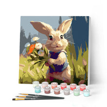 Afbeelding in Gallery-weergave laden, Mini Schilderen op Nummer met Frame - Konijn en wilde bloemen
